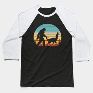 Bigfoot Walking Llama Vintage Retro Sunset Sasquatch Baseball T-Shirt